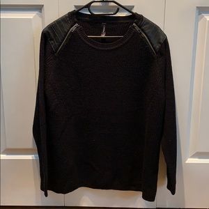 Sweater with faux leather/zipper detailing